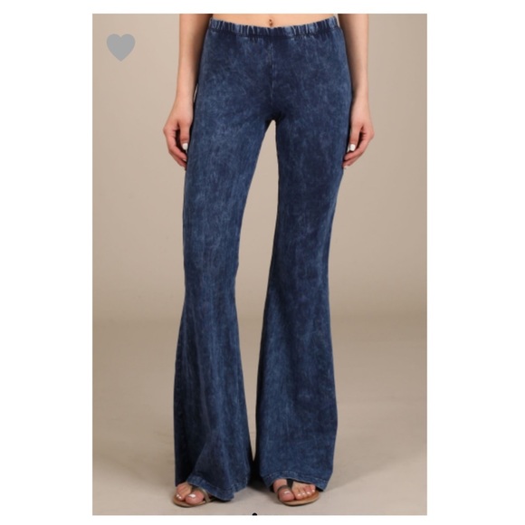 RESTOCKED! Mineral Wash Bell Bottoms Blue - Picture 3 of 6